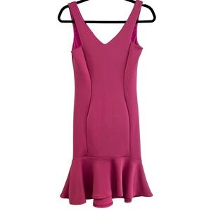 ASOS Scuba Ruffle Hem Midi Fuschia Pink Dress Size 4